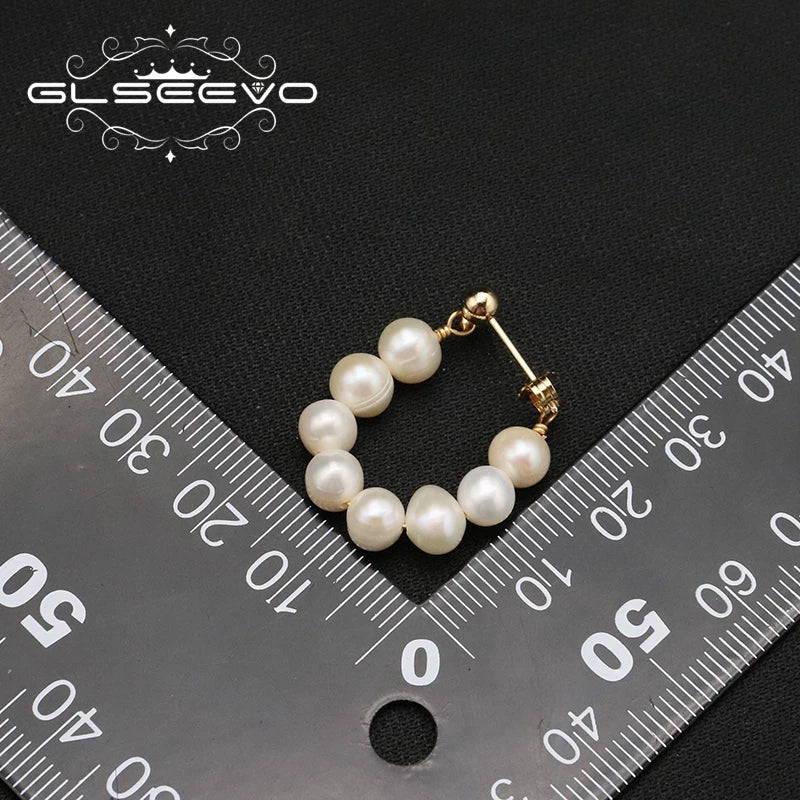 Natural Freshwater White Pearls  Wholesale Fashion Jewelry Earrings Luxury 18k Gold Plating Hoop Earrings