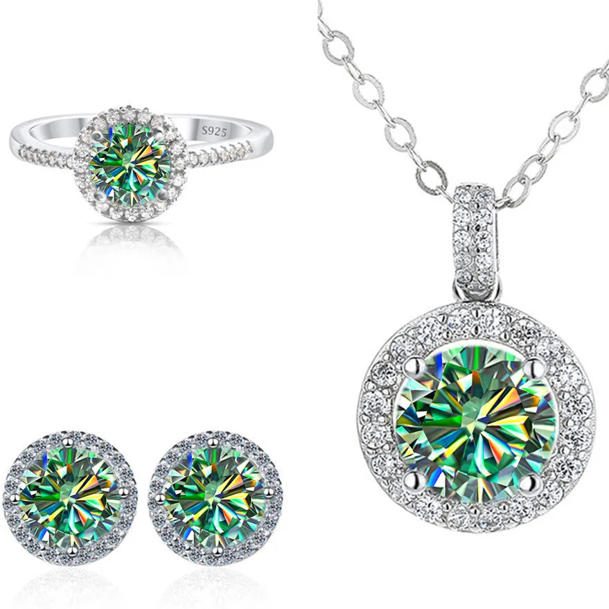 SPECIAL OFFER -REDheart Color Moissanite Party Jewelry Set for Women Necklace Ring Earrings S925 Sterling Silver with GRA Certificate