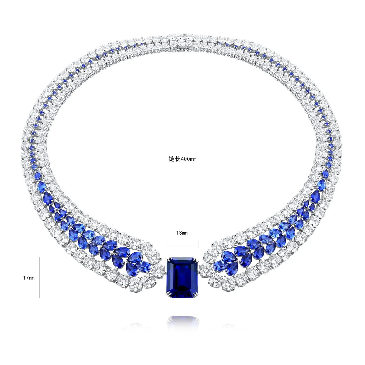 Gemfiori Anster AAA Luxury Gemstone Necklace Sapphire Stone Fashion Jewelry Necklaces for Women Earrings Jewelry