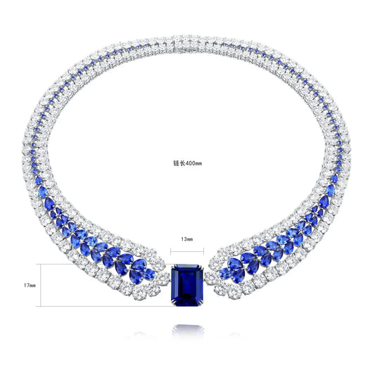 Gemfiori Anster AAA Luxury Gemstone Necklace Sapphire Stone Fashion Jewelry Necklaces for Women Earrings Jewelry