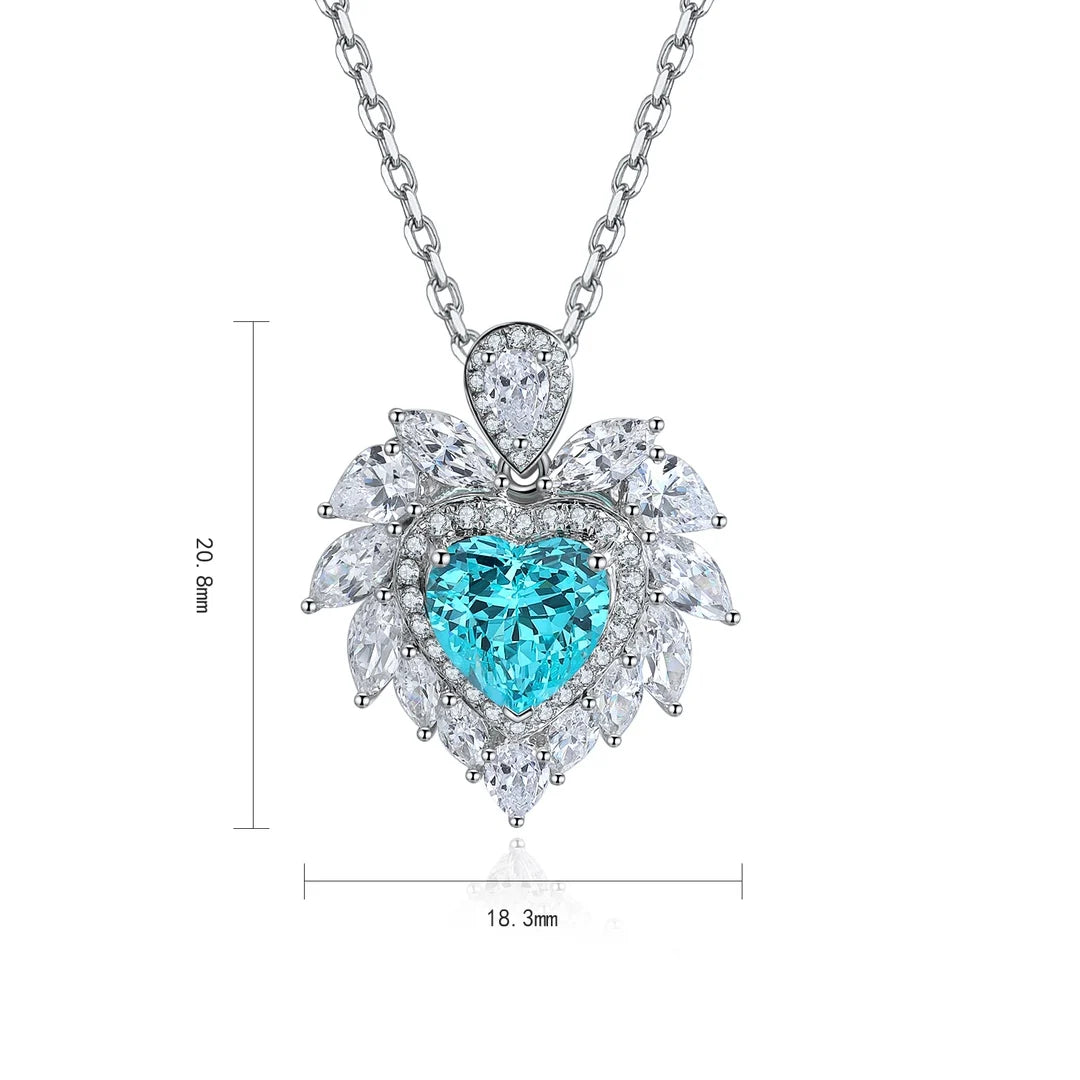 Gemfiori Anster 925 Sterling Silver High-quality Cultivation Lab Grown Paraiba Necklace - Suitable for Parties or As a Gift