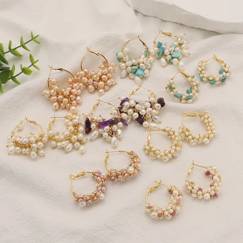 New Jewelry Yiwu Wholesale Gold Plated Natural Pearl Earings Jewelry Women Korean Wholesale Bulk 18K Gold Plated Jewelry