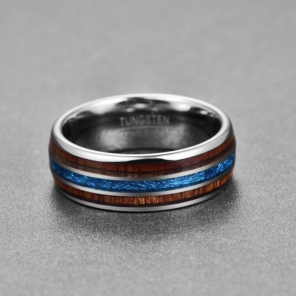 Wholesale 8mm Width Natural Color Polish Inlaid Wood fibre Men's Women's Unisex Tungsten Ring Jewelry