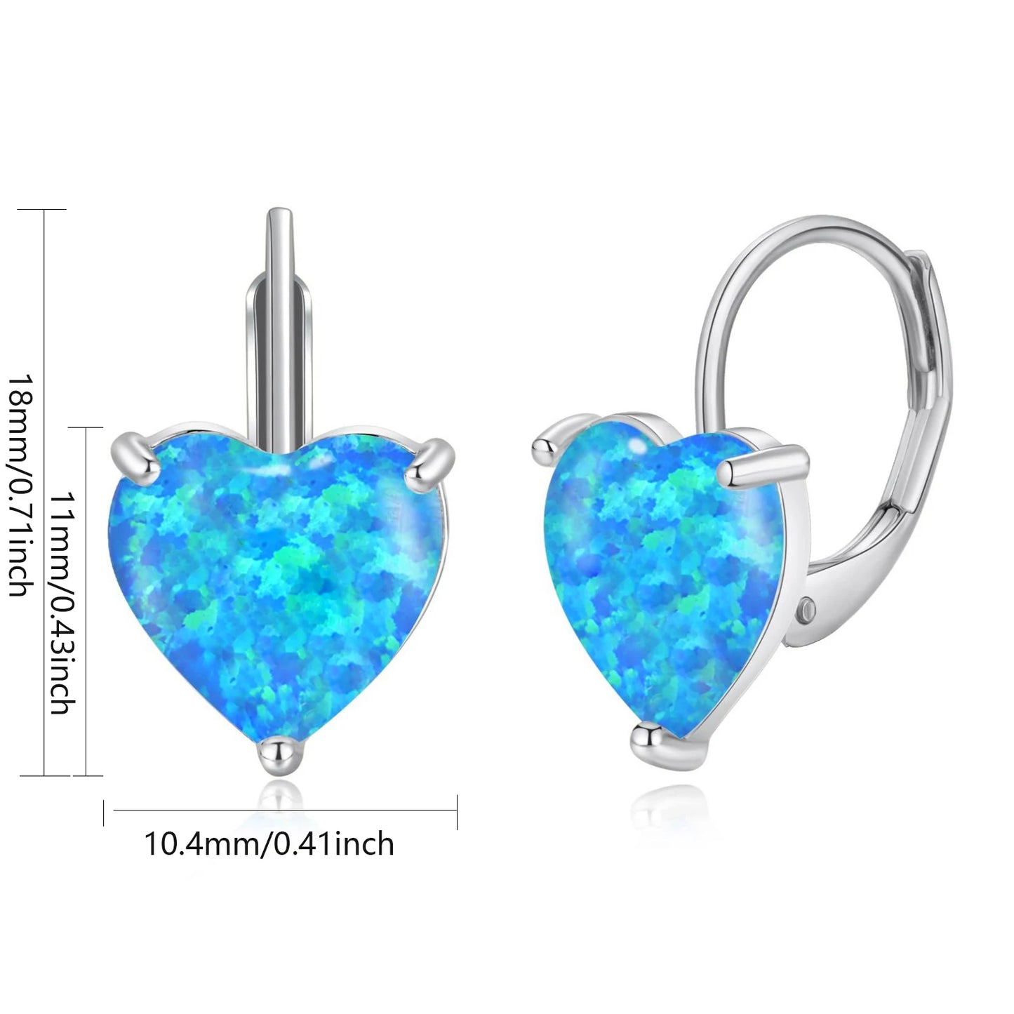 Southwestern Brass Opal Jewelry for Women Bohemian Plant Floral Cluster Silver Plated Heart Shape Stud Earrings