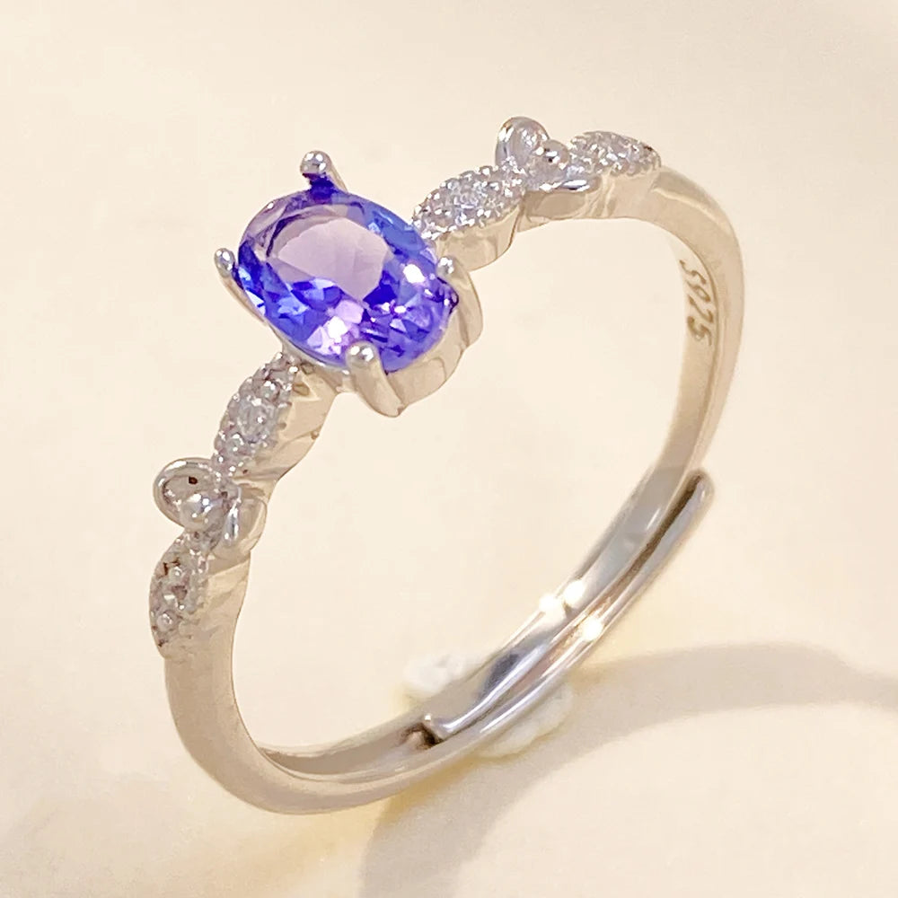 Gioiellieri Fashion Jewelry Rings Natural Tanzanite Classic Gold Plated for Women Low Price 925 Silver Comfortable Fit