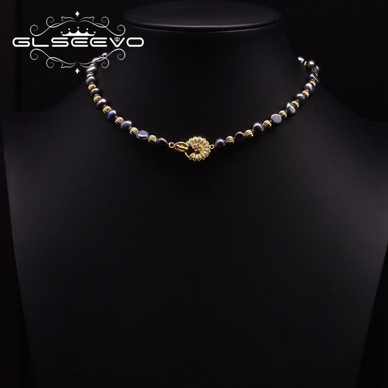 Handmade Natural Freshwater Baroque Pearl Necklace Ladies Anniversary Gift Vintage Jewelry