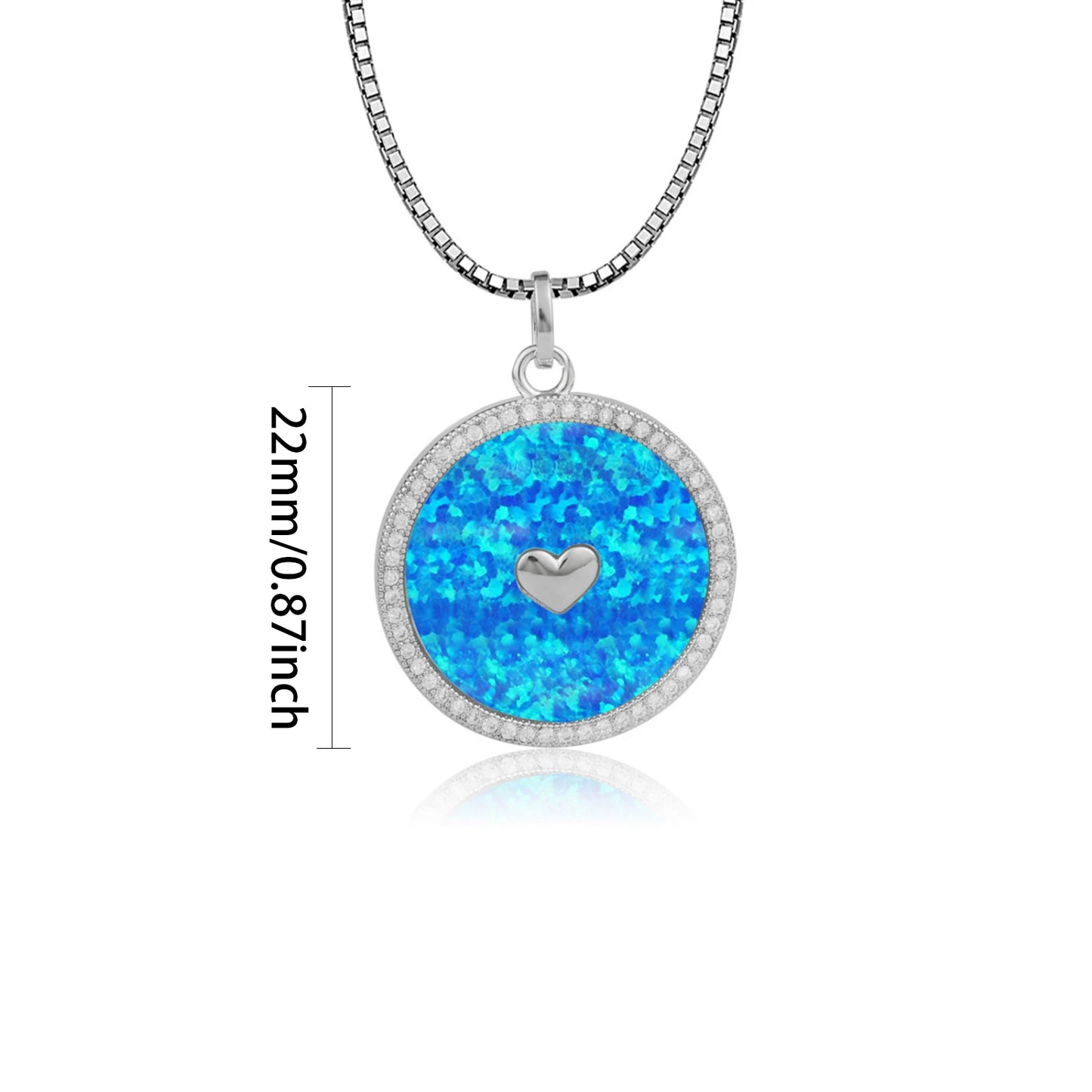 Geometric Opal Box Chain Silver Plated Lariat Necklace Aobao Trendy Gift