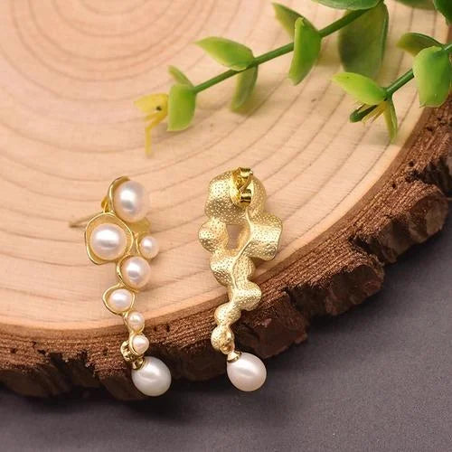 New Jewelry Natural Freshwater Baroque Pearl  Earrings 18K Gold Plated Jewelry Korean Designer Jewelry Earrings Wholesale Bulk