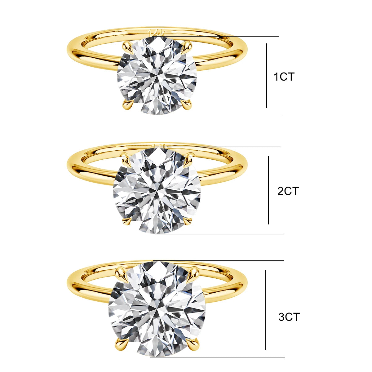 Gioiellieri 14K Gold Jewelry Maker 1 Carat 2 Carat 3 Carat Moissanite Diamond Hollow Gold Rings Woman Engagement Gift