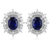 Gemfiori Vintage Lab Grown Gemstones Earrings Studs 925 Sterling Silver Rhodium Plated Gift Jewelry for Her Wedding
