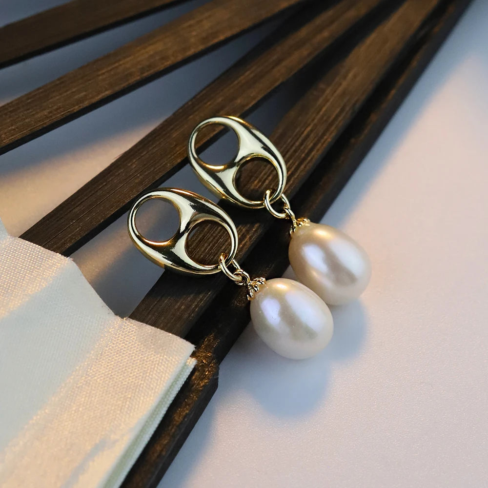 Natural Freshwater Pearl Stud Earrings for Women, Delicate Niche, High-end Earrings, Fashionable  Luxury Temperament Earrings