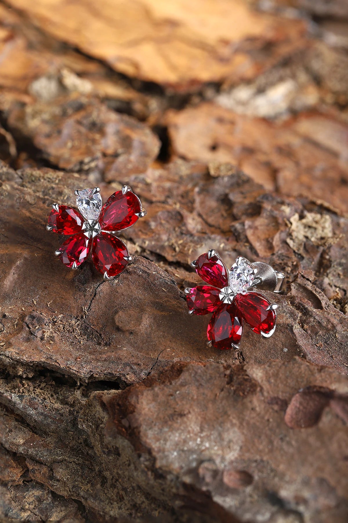 Gemfiori Lab Grown Ruby Earrings Women's Earrings Lab Made Ruby Earrings Lady Use