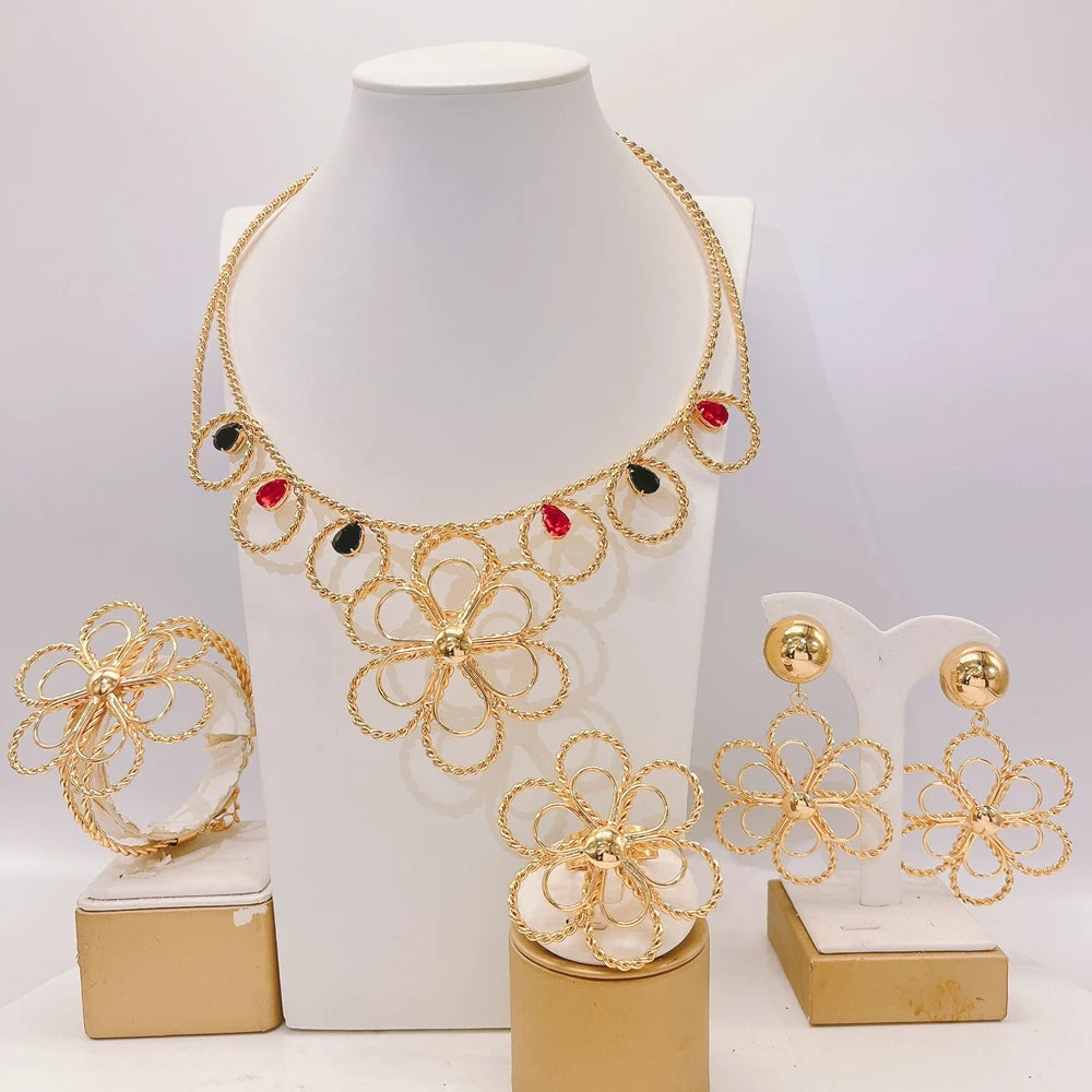 Italian Jewelry Set Alloy Brazilian Jewelry Sets Wedding Party Pendant Necklace  Earrings Jewelry Set  HK050022