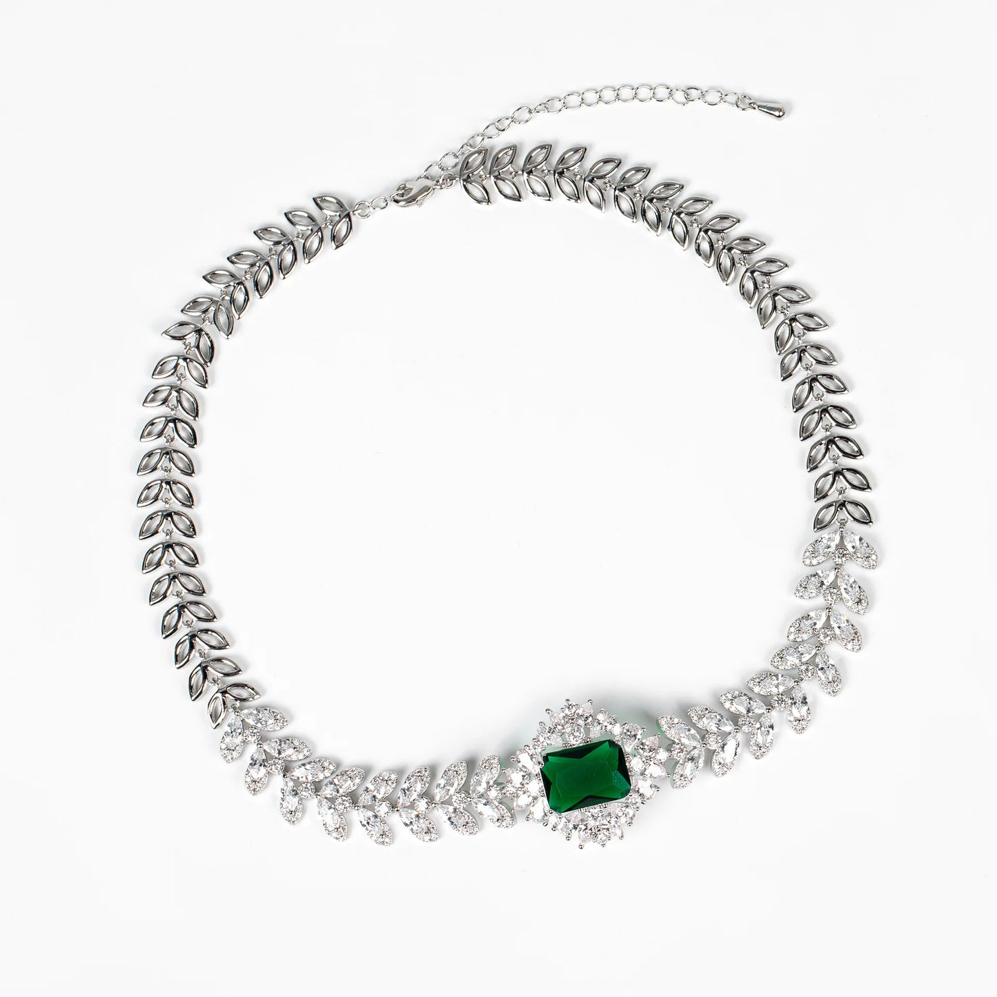 Dubai-Style Cubic Zirconia 4-Piece Bridal Jewellery Set — White, Red & Green