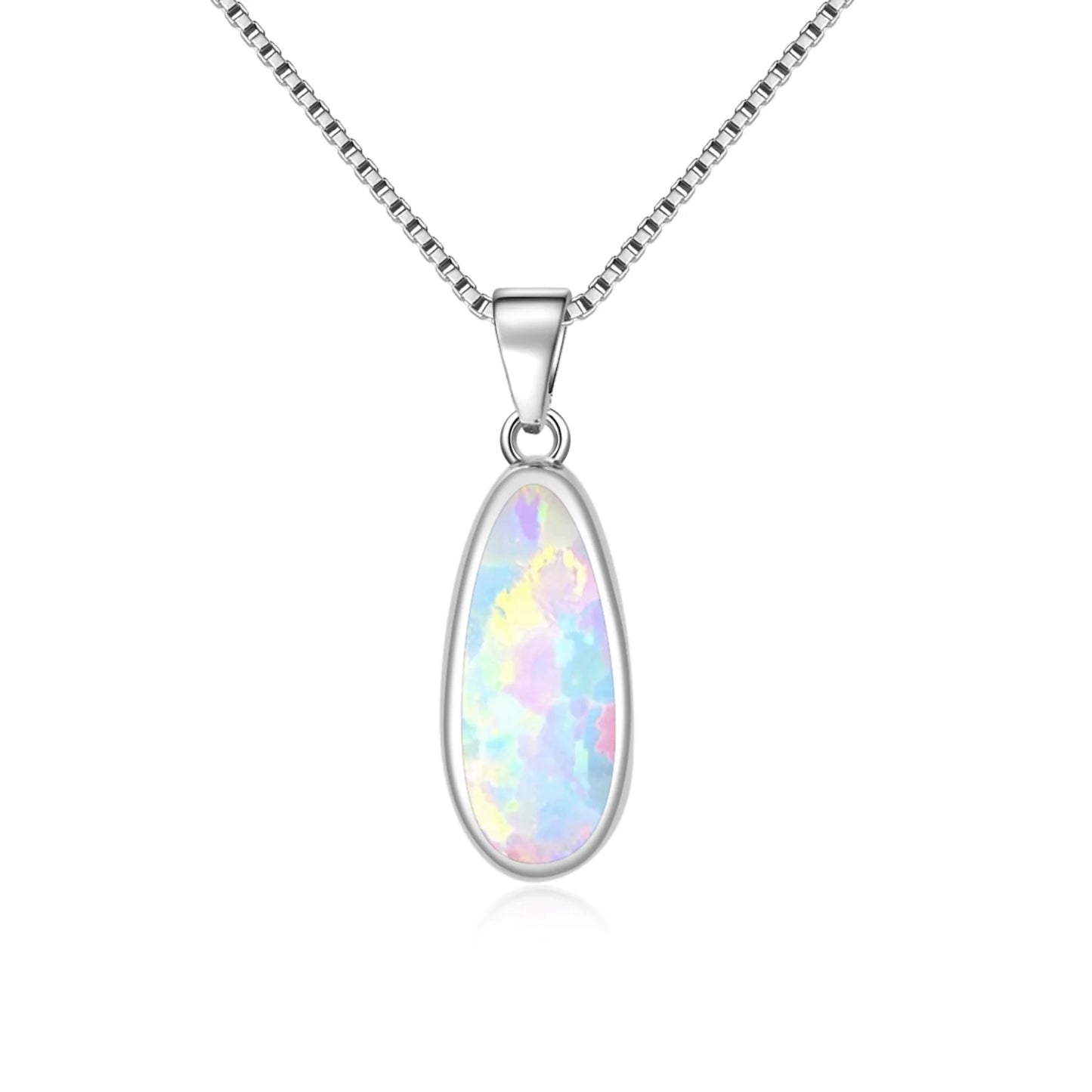 Tiktok Ins Hot Trend Blue Copper Opal Water Drop Necklace-Dainty Silver Plated Chains Pendant Jewelry for Women's Anniversary