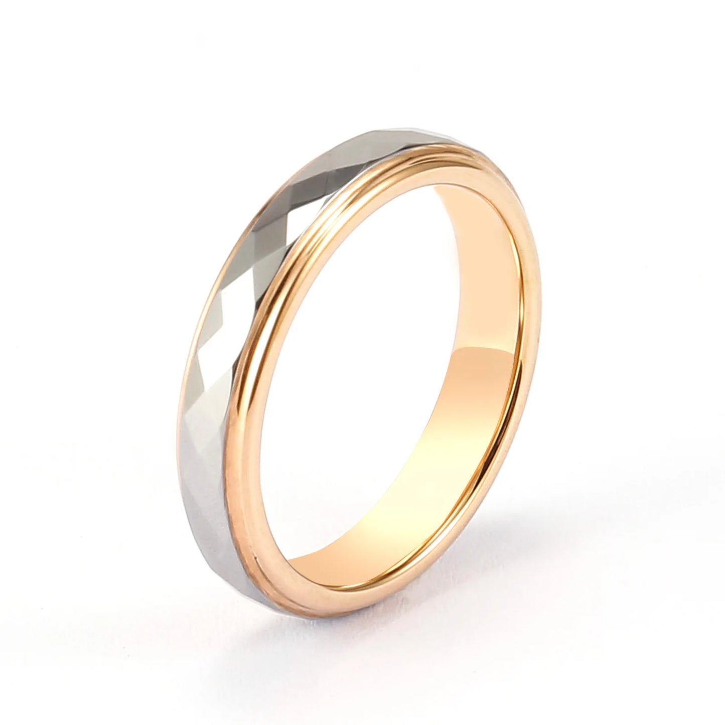 Geometric Tungsten Steel Gold-plated Ring, Diamond Shaped Non Fading Ring, Men's and Women's Personalized Fashion