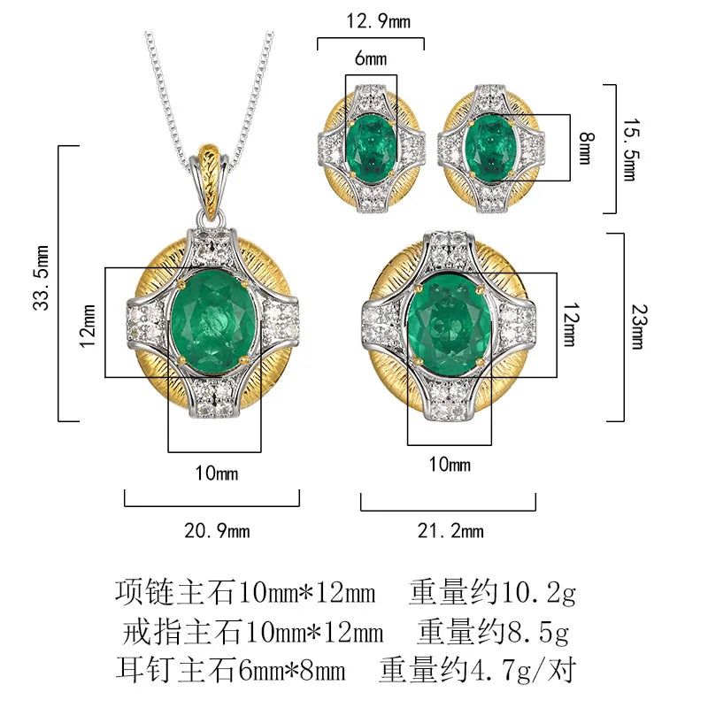 REDheart Trendy Copper Inlaid Zircon Plated Two-Color Open-Opening Movable Flower Ring Simulation Emerald Palace Style Niche Set