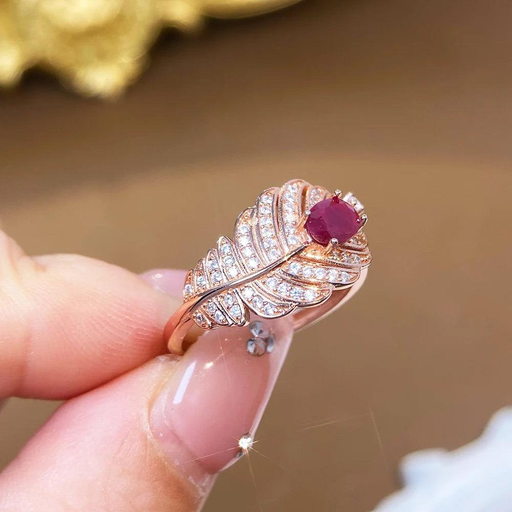 Gioiellieri 925 Sterling Silver Gold Plated Gemstone Ring Natural Ruby Prong Set Certified for Engagement Anniversary Parties Everyday Wear