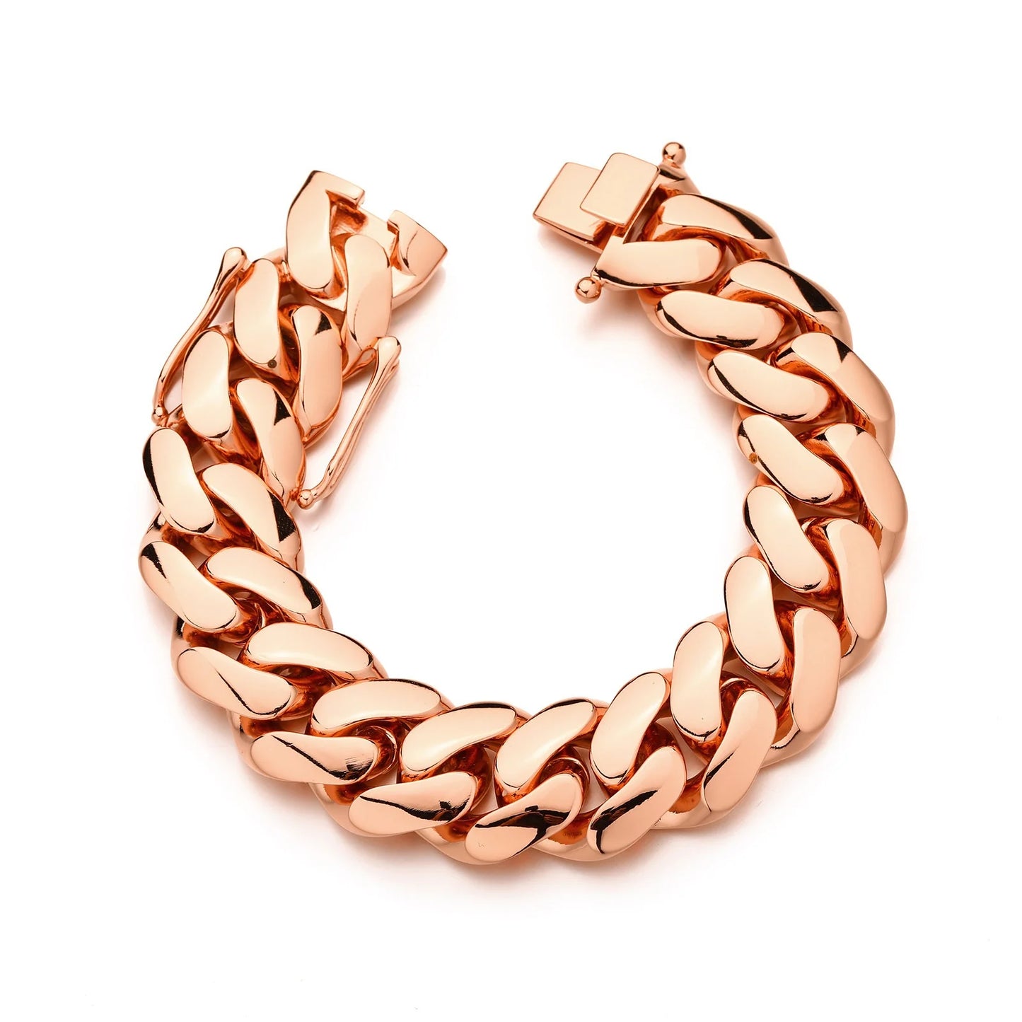 Wholesale Tungsten Rose Gold Cuban Link Bracelet Classic Plain Polish Support Custom Zircon Clasp 3D Logo Laser Engraving Hip