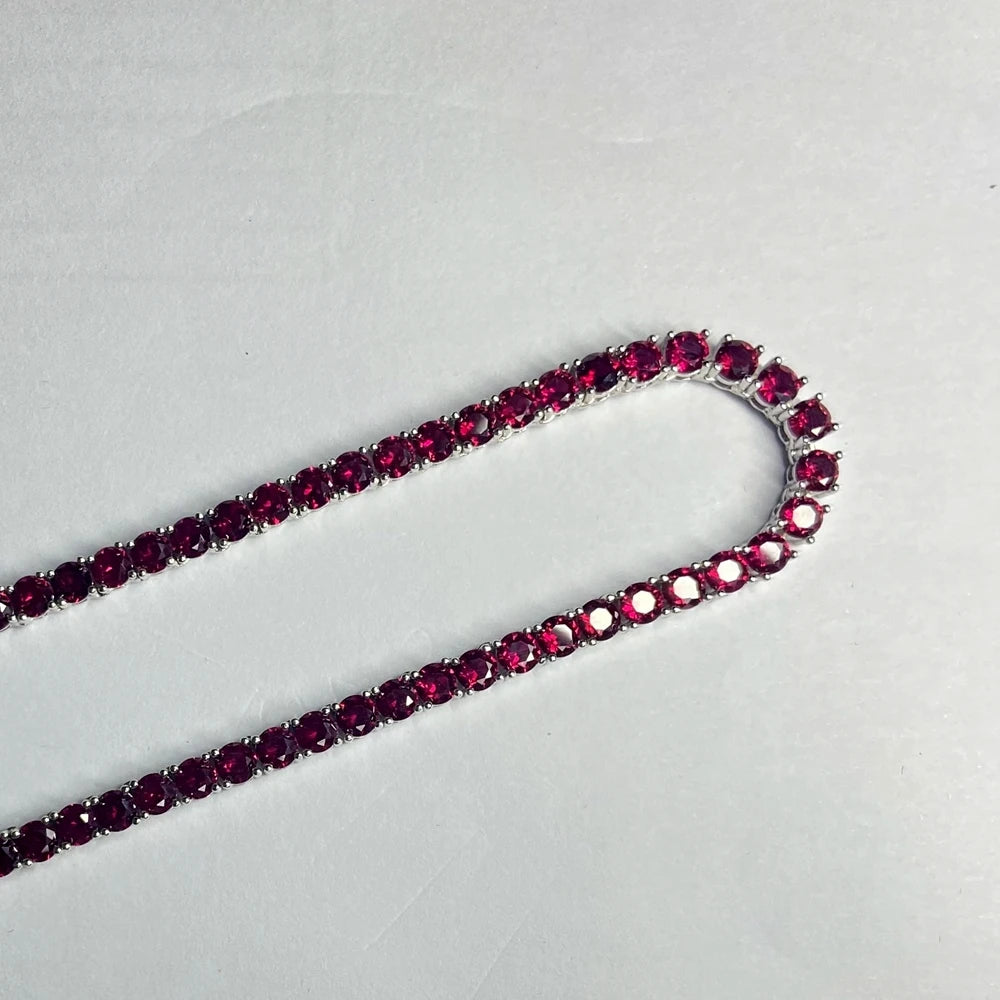 ArtistA Round 4mm Synthetic Ruby 925 Silver Plated Tennis Bracelet for Gift