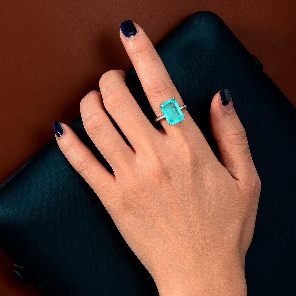 MuShan Jewelry Factory 7 Carat Ring 10*14 Synthetic Simple Women Ring Factory Direct Supply