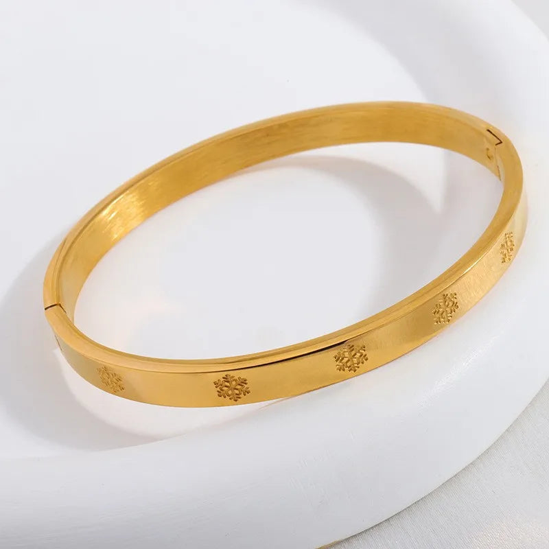 REBEL Stainless Inoxydable Stainless Steel 18K Gold Plated Roman Women Fashion Jewelry Bracelets Bangles