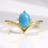 Gemfiori Price 925 Sterling Silver Gold Plated Colorful Gemstone Oval Cut 6x8mm Drop-Shaped Dainty Gemstone Tear Drop Ring
