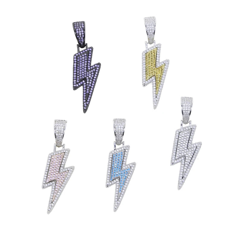 New Arrival Summer Hip Hop Men's Jewelry 5-Color Lighting Bolt Pendant Necklace for Engagement Wedding Party or Anniversary