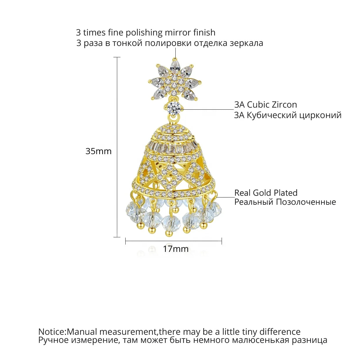 Classic Gold Color Indian Style Big Dangle Drop Earrings Bridal Wedding Inlaid Colorful CZ Star Shape Fashion Jewelry Bling New