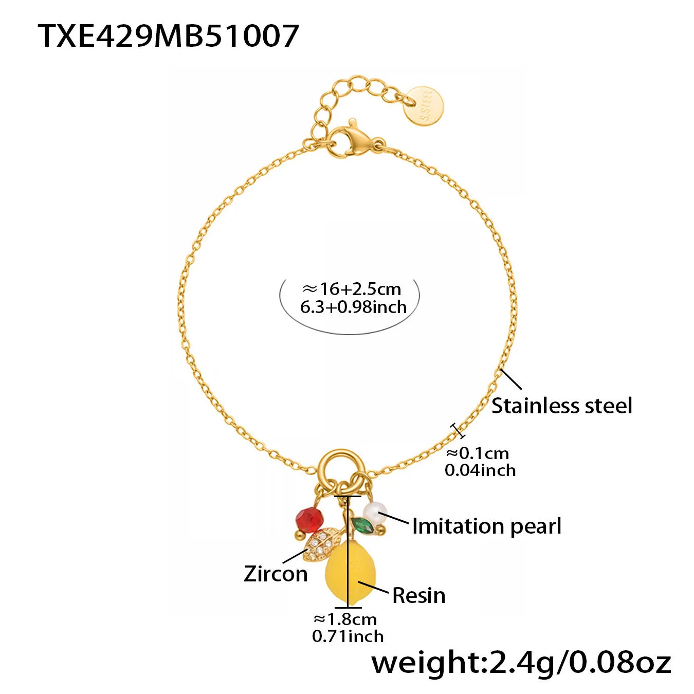 Lemon Fruit Zircon Jewellery Collection | Necklace, Earrings, Bracelet & Ring | Gold & Silver