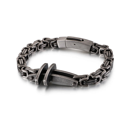 KALEN Fashion Silver/Gold/Black Mens Stainless Steel Christian Cross Byzantine Chain Bracelet