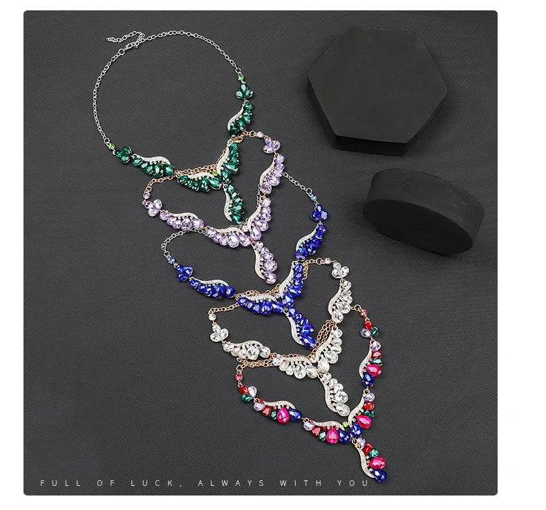 Multi-Colour Crystal Gemstone Drop Jewellery Set