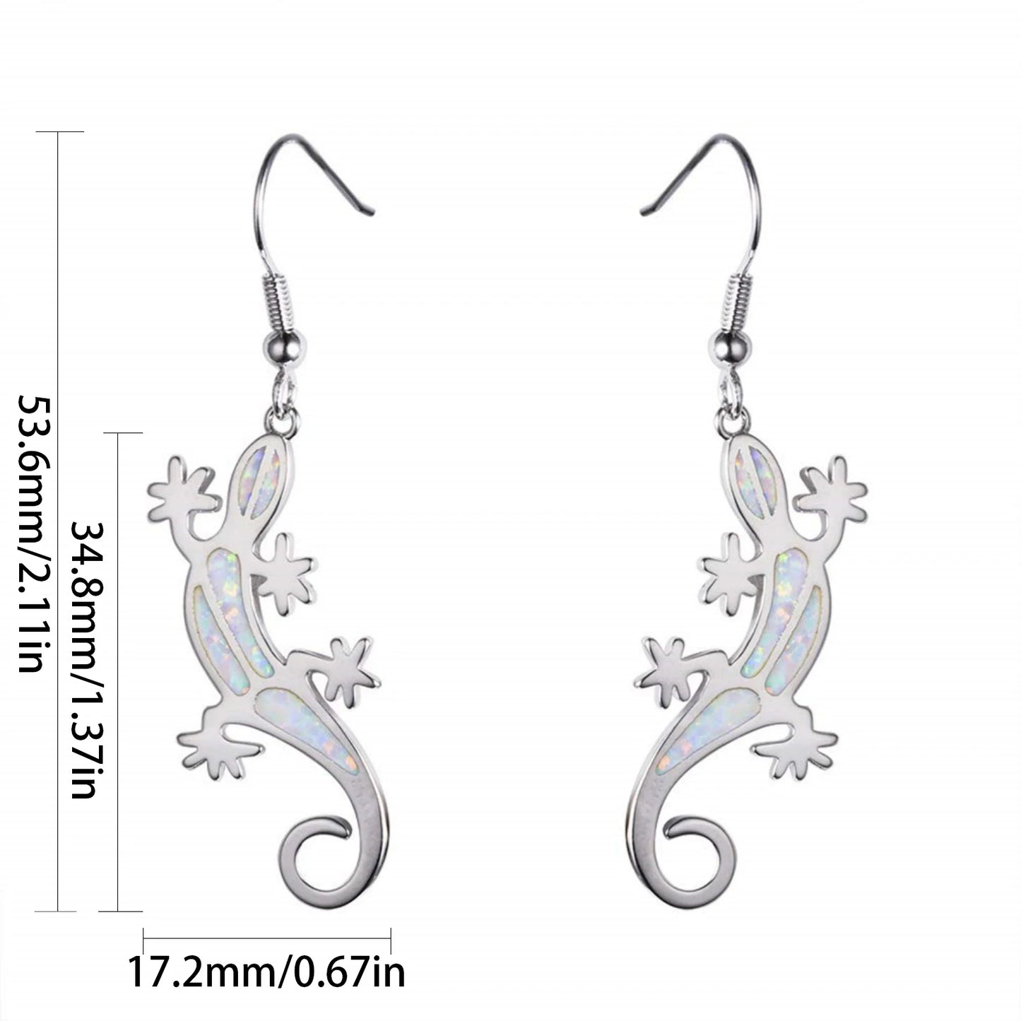 Gecko Opal Drop Earrings - Blue Fire Opal Solitaire & CZ Accent Design | Elegant Formal Jewelry Bulk Gifts