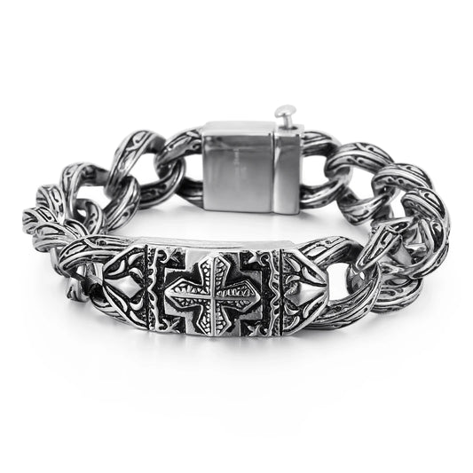 KALEN Fashionable Retro Cross  Stainless Steel Bracelet Man