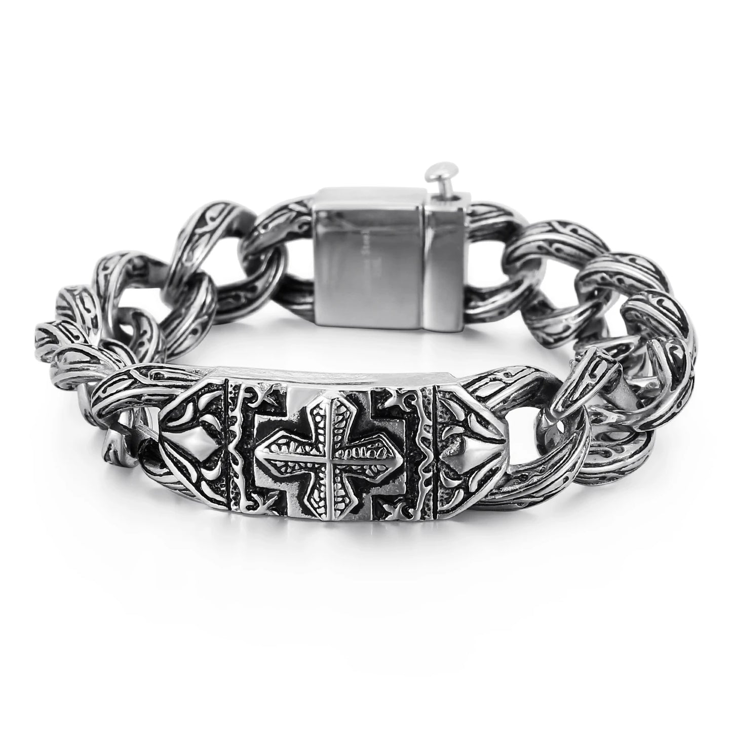 KALEN Fashionable Retro Cross  Stainless Steel Bracelet Man