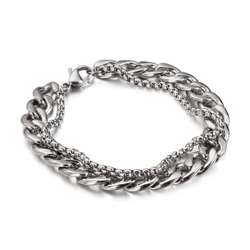 KALEN Simple Atmospheric Double Chain Bracelet Men