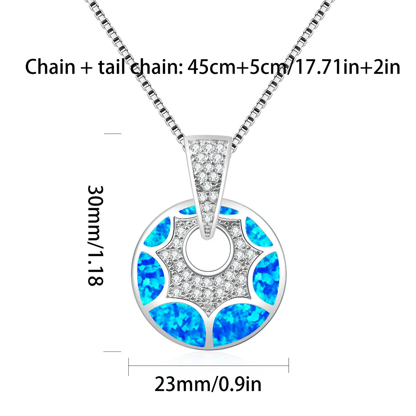 Artisan Blue Opal Pendant - Silver Plated Round Hollow CZ-Embedded Jewelry for Women Wholesale
