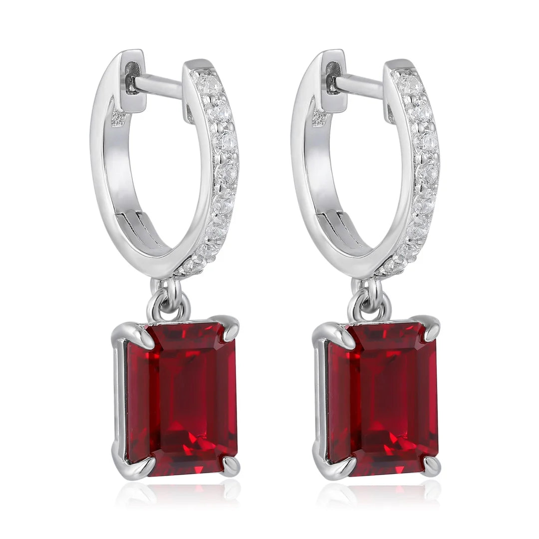 Gemfiori Anster High Quality S925 Lab Grown Ruby Earring Stud Dainty Gemstone Stud Earrings for Women Daily Wear Gift