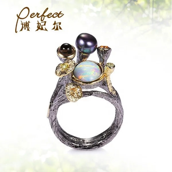 Antique Opal Stone 925 Sterling Silver Simple Finger Ring