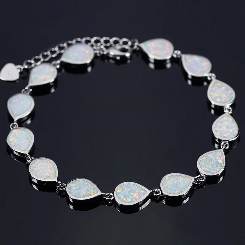 Trendy Hawaiian Vibe Brass Beaded Geometric Christian Opal Bracelet Dual Style Egg & Teardrop Jewelry for Women