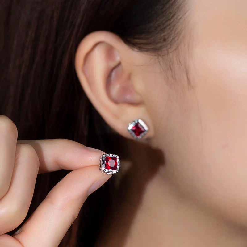 Lab Grown Diamond  Solitaire Diamond Engagement Earrings Ruby Lab Grown Diamond  Earrings