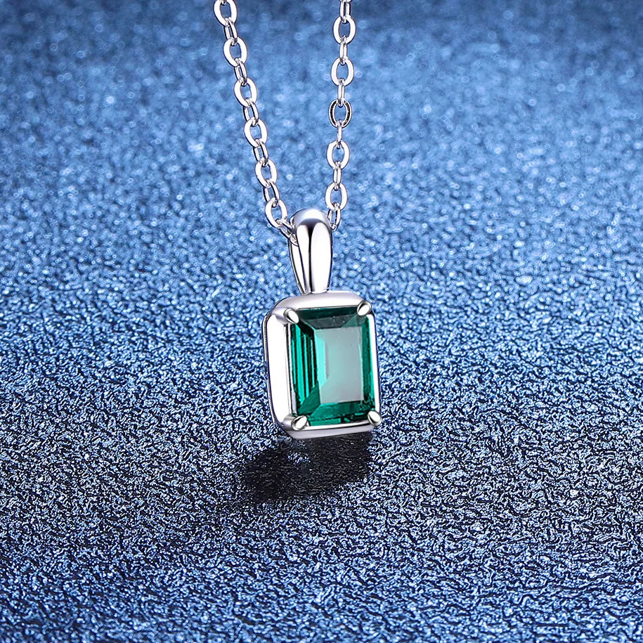 Grade D 1ct /2ct Moissanite Lab Grown Emerald Ruby Sapphire Necklaces 925 Sterling Silver Jewelry  Pendant Necklace Women