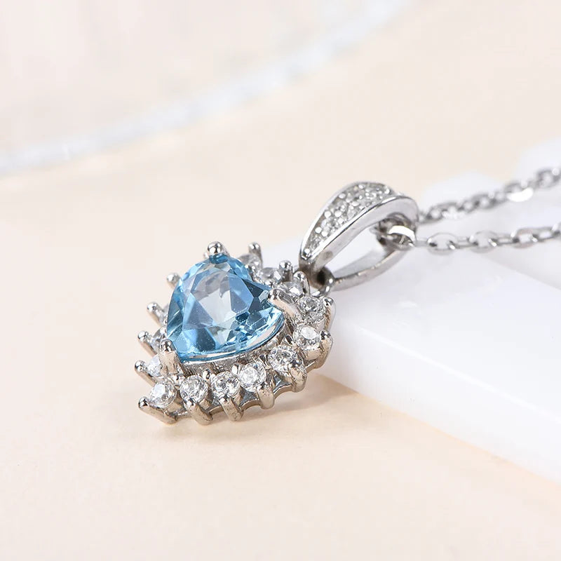 Gioiellieri Natural Stone Topaz Rhodium Plated 925 Silver Luxury Women's CMA Certified Claw Setting Pendant