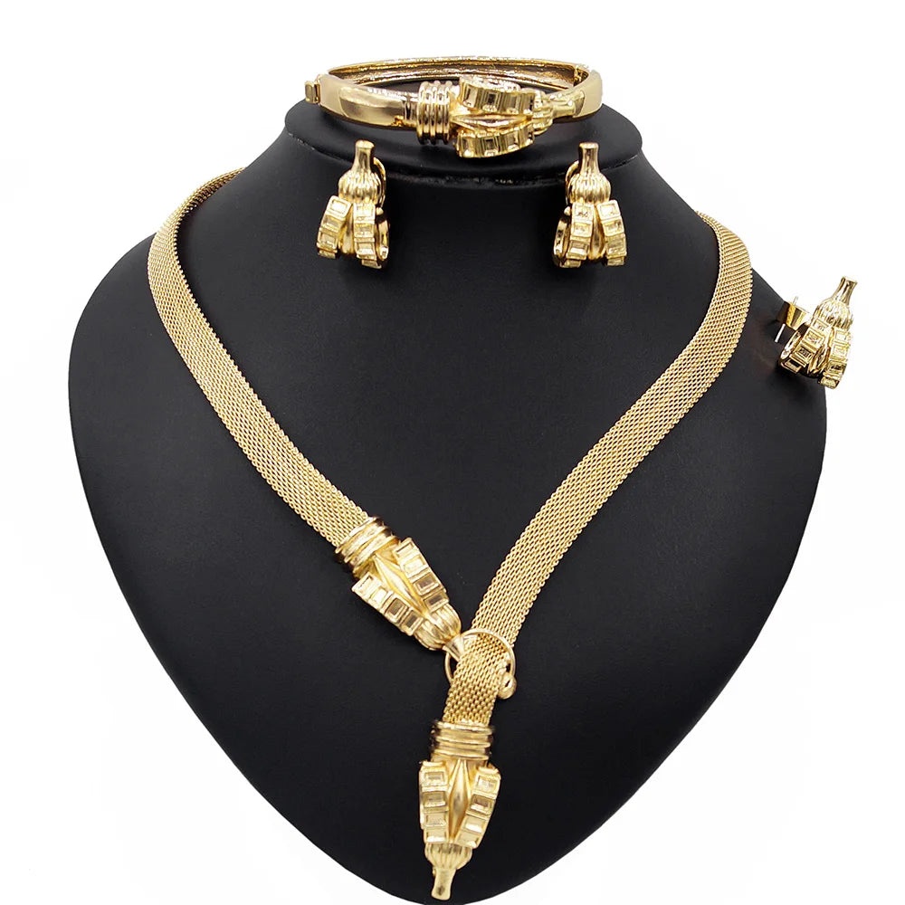Zhuerrui Choking Necklace Bracelet Earrings Jewelry Set Brazilian Gold Luxury Jewelry Set Gold Plated Jewelry Set HN21010414