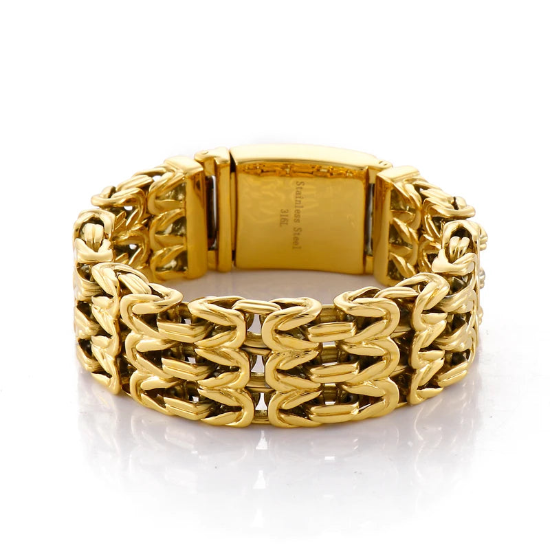 KALEN Punk Hiphop Different Width Bracelets Bangles Men Stainless Steel Jewelry Bracelet