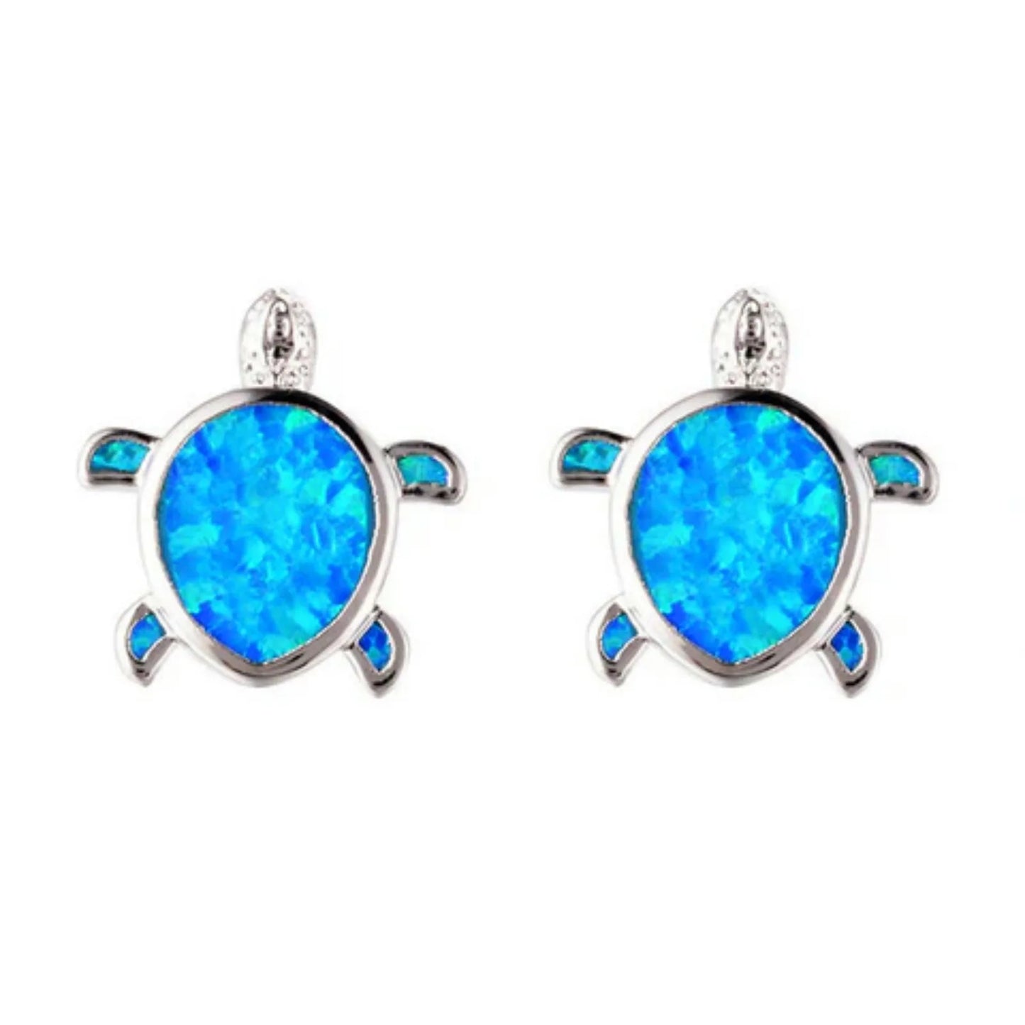 Aobao Style Water Drop-shaped Alloy Sea Turtle Earrings Opal Studs Cute Girls' Gem Jewelry
