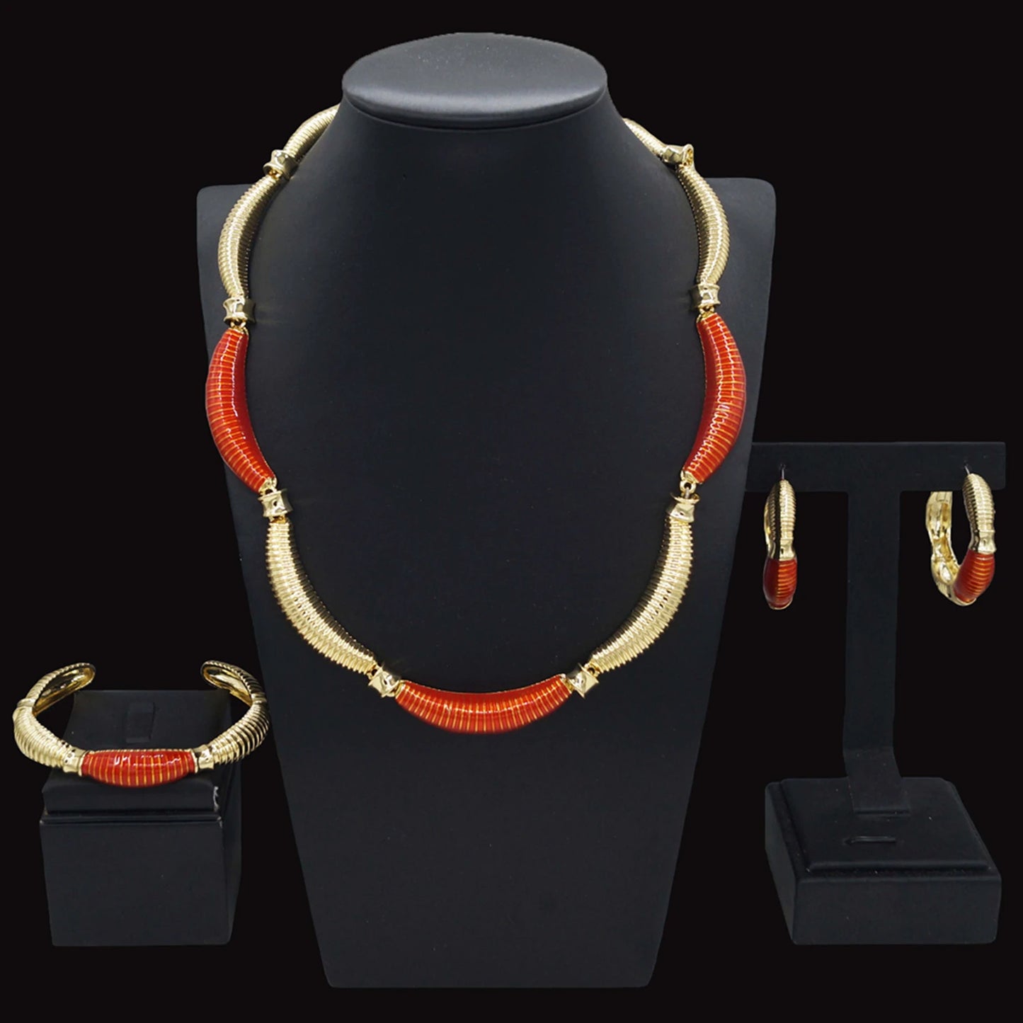 Zhuerrui Fashion Luxury Good Jewelry Sets Exquisite Red Necklace Ring Jewelry Set Factory Women's Festival Gifts HV004032