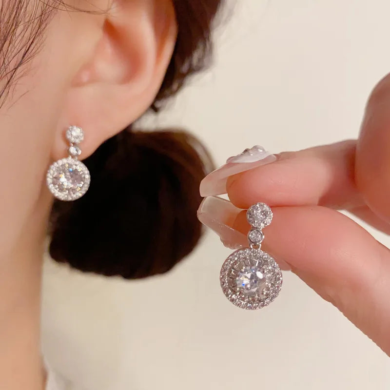Top Quality Fashion Exquisite Copper Necklace and Earrings Set with Zircon Classic Real Gold Plated Jewelry Set for Women