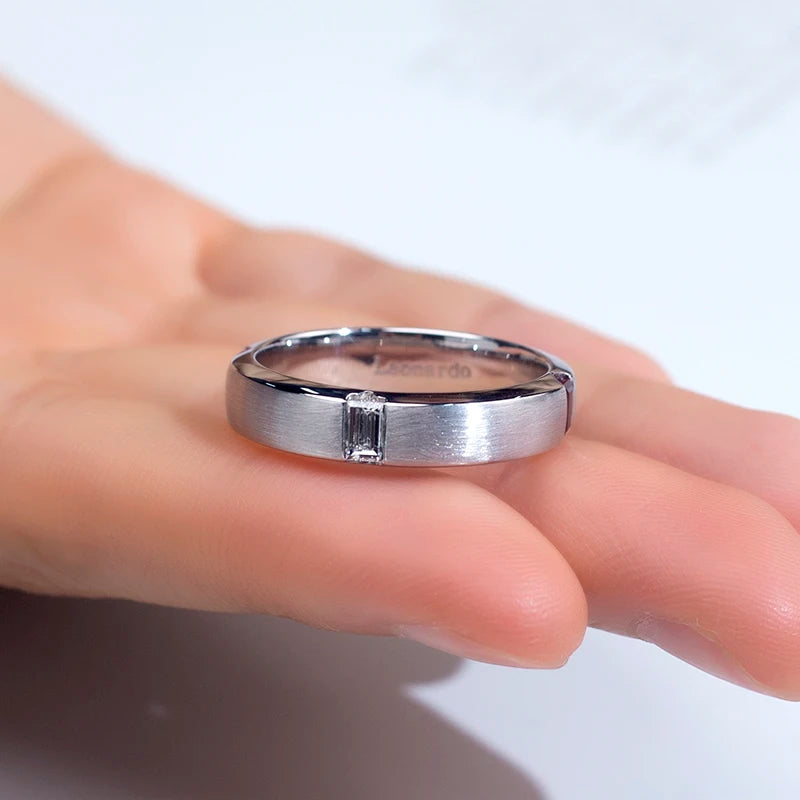 Gemfiori MSR-1509 PT950 Luxury Wedding Ban Ring Emerald Cut Lab Sapphire Stones Lab Grown Diamond Ring