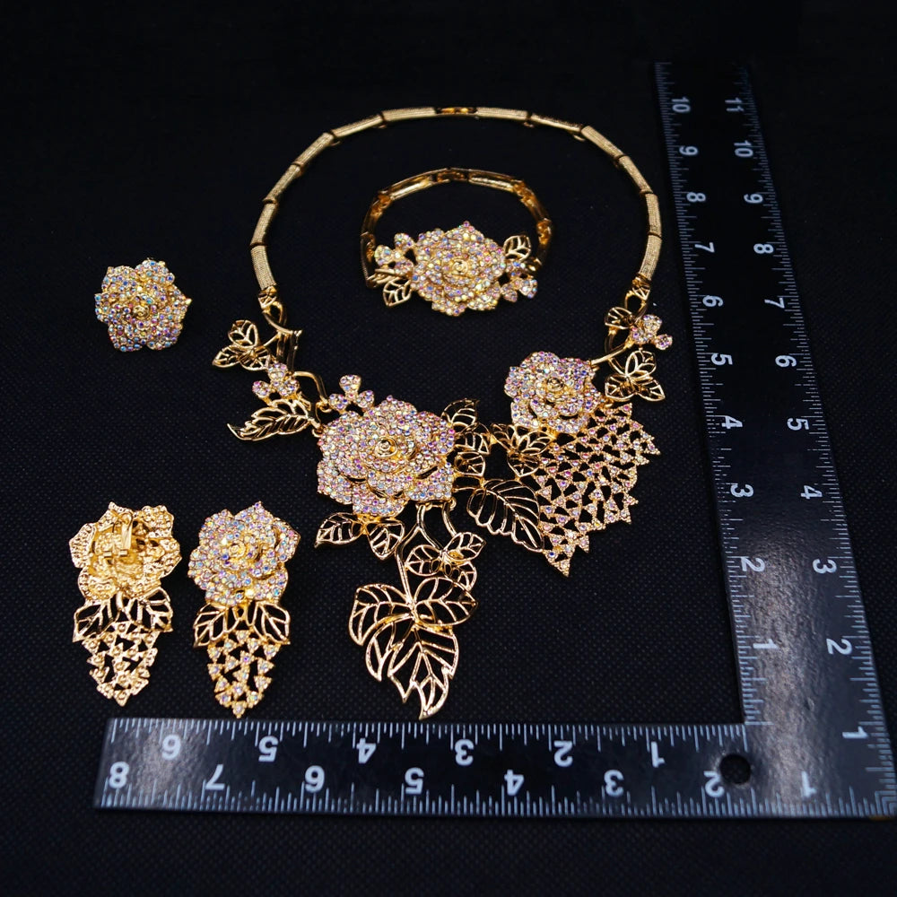 Zhuerrui New Design Sense Jewelry Set American High-end Diamond Series Ladies Classic Inheritance Wedding Four Sets I0002220